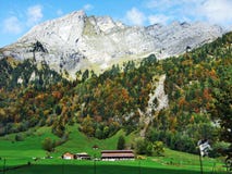Rocky peak Ochsenchopf in the Glarus Alps Mountain Range and above Lake Klontalersee stock image Rocky peak Ochsenchopf in the Glarus Alps Mountain Range and above Lake Klontalersee stock image