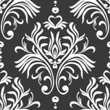 rocznik bezszwowy wzoru Kwiecista ozdobna tapeta Ciemny wektoru adamaszka tło z dekoracyjnymi ornamentami i kwiatami w baroku ilustracja wektor rocznik bezszwowy wzoru Kwiecista ozdobna tapeta Ciemny wektoru adamaszka tło z dekoracyjnymi ornamentami i kwiatami w baroku ilustracja wektor