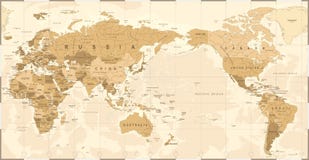 Rocznik Polityczna Światowa mapa Pacyfik Ześrodkowywał royalty ilustracja Rocznik Polityczna Światowa mapa Pacyfik Ześrodkowywał royalty ilustracja
