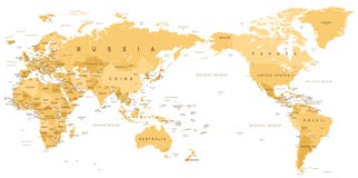 Rocznik Polityczna Światowa mapa Pacyfik Ześrodkowywał ilustracja wektor Rocznik Polityczna Światowa mapa Pacyfik Ześrodkowywał ilustracja wektor