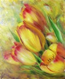 Roczników tulipanów żółty czerwony obraz olejny royalty ilustracja Roczników tulipanów żółty czerwony obraz olejny royalty ilustracja