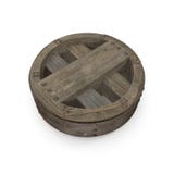 Roda de madeira antiga no fundo branco ilustração 3d, isolada ilustração stock Roda de madeira antiga no fundo branco ilustração 3d, isolada ilustração stock