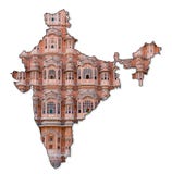 Rode en roze zandsteenvoorgevel van Hawa Mahal, Paleis van Winden royalty-vrije illustratie Rode en roze zandsteenvoorgevel van Hawa Mahal, Paleis van Winden royalty-vrije illustratie