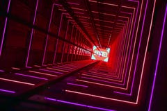 Rode Lichtgevende Lifttunnel stock afbeeldingen Rode Lichtgevende Lifttunnel stock afbeeldingen