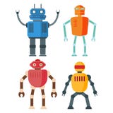 Roliga retro robotar som isoleras på vit backgroun stock illustrationer Roliga retro robotar som isoleras på vit backgroun stock illustrationer