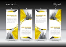 Roll up banner stand template design, Yellow banner layout, stock illustration Roll up banner stand template design, Yellow banner layout, stock illustration
