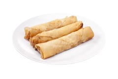 Rollos de primavera (dim sum o Loempia), aislados con las trayectorias de recortes. imágenes de archivo libres de regalías Rollos de primavera (dim sum o Loempia), aislados con las trayectorias de recortes. imágenes de archivo libres de regalías