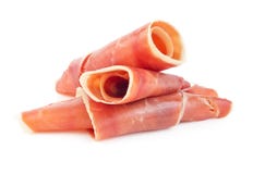 Rolls Of Dry-cured Spanish Serrano Ham Isolated Stock Photography Rolls Of Dry-cured Spanish Serrano Ham Isolated Stock Photography