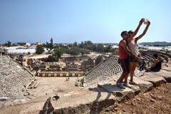 Roman Theatre, Xanthos, local do patrimônio mundial do Unesco, Lycia, Turke fotos de stock royalty free Roman Theatre, Xanthos, local do patrimônio mundial do Unesco, Lycia, Turke fotos de stock royalty free
