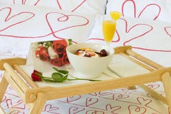 Romantic Breakfast In Bed Royalty Free Stock Photography