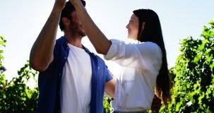 Romantic couple dancing at a vineyard