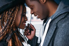 Romantic date. African American love couple