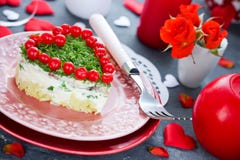 Romantic salad shaped heart on Valentines Day Stock Photography Romantic salad shaped heart on Valentines Day Stock Photography