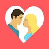 Romantic silhouette of loving couple looking at each other. Love poster, postcard background with heart. Vector royalty free illustration Romantic silhouette of loving couple looking at each other. Love poster, postcard background with heart. Vector royalty free illustration