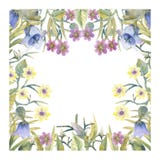 Romantyczny wianek Myśl szczęśliwa wizytówka wykonuje gradienty żadni szablony Wildflowers w akwareli ilustracji Romantyczny wianek Myśl szczęśliwa wizytówka wykonuje gradienty żadni szablony Wildflowers w akwareli ilustracji
