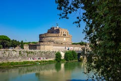 Rome, Castel Sant ‚Angelo met tiber stock foto's Rome, Castel Sant ‚Angelo met tiber stock foto's