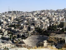 Romein amphitheatre in Amman, Jordanië royalty-vrije stock afbeelding Romein amphitheatre in Amman, Jordanië royalty-vrije stock afbeelding