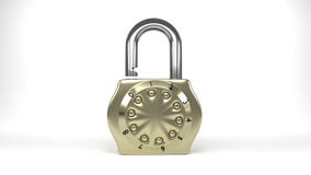 Rond, cadenas en métal d'isolement sur le fond blanc, corps jaune de serrure, métal brillant et chrome, keyless, avec le chiffre illustration de vecteur Rond, cadenas en métal d'isolement sur le fond blanc, corps jaune de serrure, métal brillant et chrome, keyless, avec le chiffre illustration de vecteur