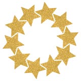 Rond kader van gouden glanzende sterren op een witte achtergrond stock fotografie Rond kader van gouden glanzende sterren op een witte achtergrond stock fotografie