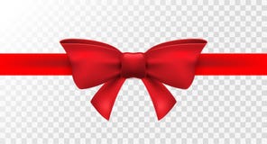 Rood lint met rode boog De vector isoleerde boogdecoratie voor aanwezige vakantie Giftelement voor kaartontwerp Rood lint met rode boog De vector isoleerde boogdecoratie voor aanwezige vakantie Giftelement voor kaartontwerp
