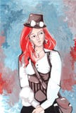 Roodharige steampunk meisje vector illustratie Roodharige steampunk meisje vector illustratie