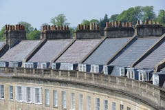 Roof Top View. Of a Georgian Crescent in Bath England stock photo Roof Top View. Of a Georgian Crescent in Bath England stock photo