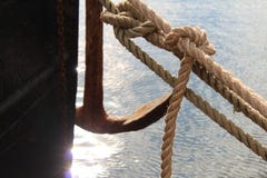Rope grab with boat royalty free stock image Rope grab with boat royalty free stock image