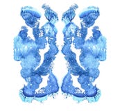 Rorschach test isolated on white illustration, random abstract blue background. Psycho diagnostic inkblot test. stock illustration Rorschach test isolated on white illustration, random abstract blue background. Psycho diagnostic inkblot test. stock illustration