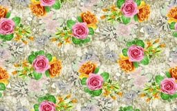Rosa blommamodell för vattenfärg stock illustrationer Rosa blommamodell för vattenfärg stock illustrationer