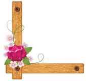 Rosa su un angolo di legno Fotografie Stock Libere da Diritti Rosa su un angolo di legno Fotografie Stock Libere da Diritti