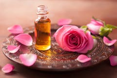 Rose flower and essential oil. spa aromatherapy