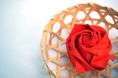 Rose origami red rose with basket royalty free stock photo Rose origami red rose with basket royalty free stock photo
