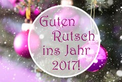Rose Quartz Christmas Balls, ano novo dos meios de Guten Rutsch 2017 Foto de Stock Royalty Free