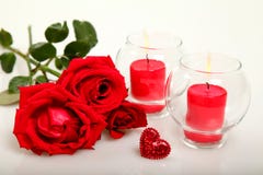 Roses And Candles Royalty Free Stock Images