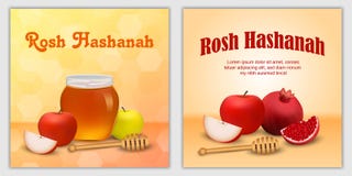 Rosh Hashanah banner concept set, realistic style vector illustration Rosh Hashanah banner concept set, realistic style vector illustration