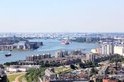 Rotterdam Port seen from Euromast, Holland royalty free stock photography Rotterdam Port seen from Euromast, Holland royalty free stock photography