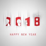Rouge et calibre simple de conception de Grey New Year Card, de couverture ou de fond - 2018 illustration libre de droits Rouge et calibre simple de conception de Grey New Year Card, de couverture ou de fond - 2018 illustration libre de droits