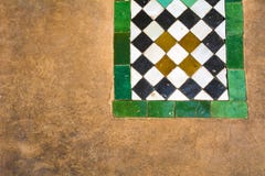 Moroccan ceramic tiles and plaster background in Marrakesh stock image Moroccan ceramic tiles and plaster background in Marrakesh stock image