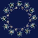 Round frame or wreath made of handmade paper snowflakes in quill Stock Photography Round frame or wreath made of handmade paper snowflakes in quill Stock Photography