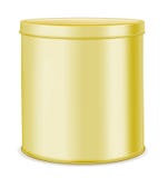 Round Gold Metal Can For Food, Cookies And Gifts Stock Photos Round Gold Metal Can For Food, Cookies And Gifts Stock Photos