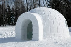 Igloo icehouse , Snowhouse yurt, Eskimo shelter built of ice