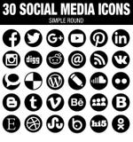 Round social media icons collection - black