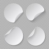 Round sticker mockup. White circle price tag, blank adhesive fold paper, cardboard banner template. Vector realistic vector illustration Round sticker mockup. White circle price tag, blank adhesive fold paper, cardboard banner template. Vector realistic vector illustration