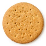 Round sweetmeal digestive biscuit isolated from above.