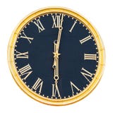 Round clock with gilded dial and hands, isolated on a white background stock images Round clock with gilded dial and hands, isolated on a white background stock images