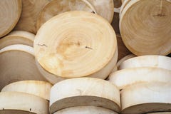 Round Wooden Cutting Boards In Market. Stock Photography