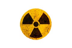 Radioactive yellow black radioactive warning ionizing radiation nuclear danger symbol rusty metal grungy texture isolated white stock illustration Radioactive yellow black radioactive warning ionizing radiation nuclear danger symbol rusty metal grungy texture isolated white stock illustration