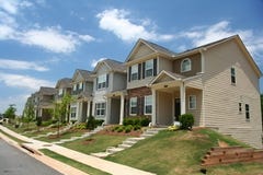 A row of new townhomes. Or condominiums A row of new townhomes. Or condominiums
