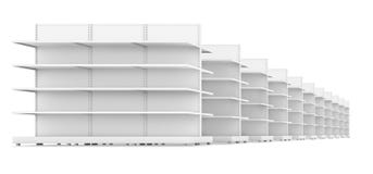 Row of supermarket shelves Royalty Free Stock Photos Row of supermarket shelves Royalty Free Stock Photos