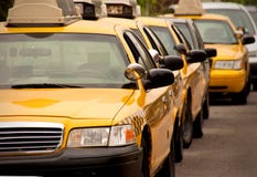 Row of taxi cabs